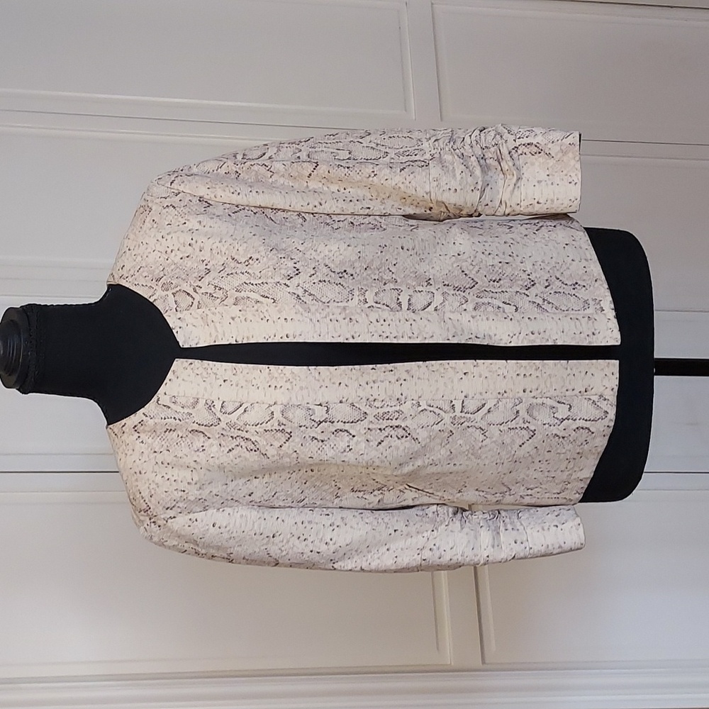 Spiegel Animal Print Blazer Jacket Silk Size 8 Beige VINTAGE